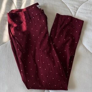 Old Navy Pixie Maroon Pants with Dotted Pattern